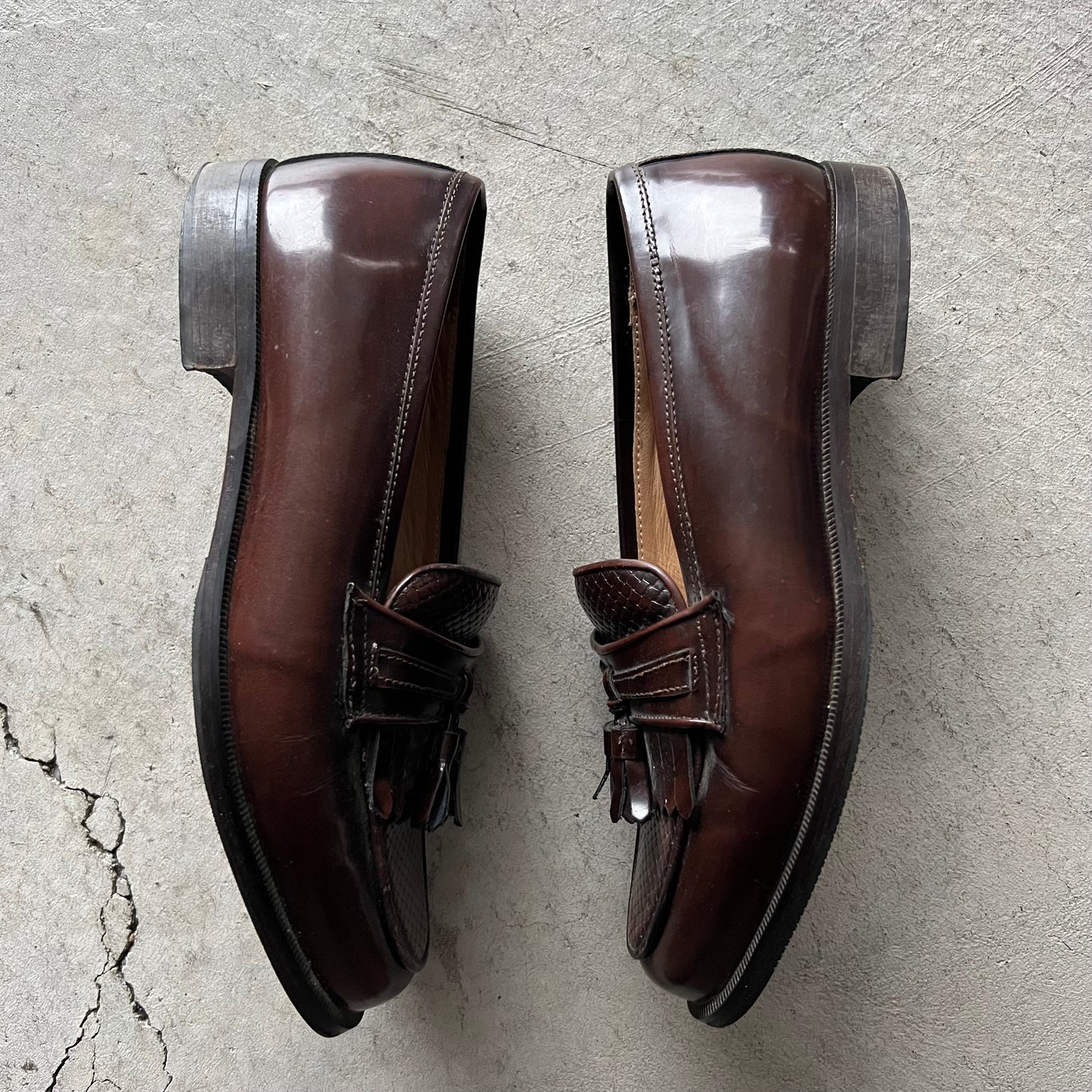 90s Brown Leather Tassel Loafers- M's 7, W's 8.5