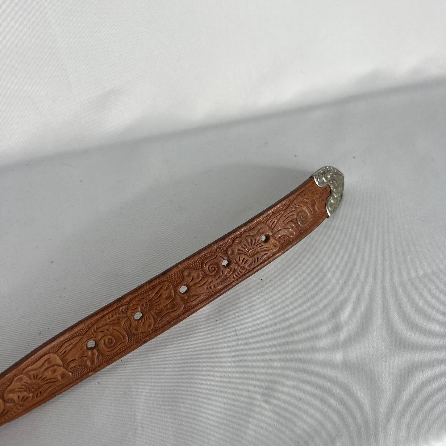 70s 3 Piece Metal Embellished Leather Belt- 24"-26"