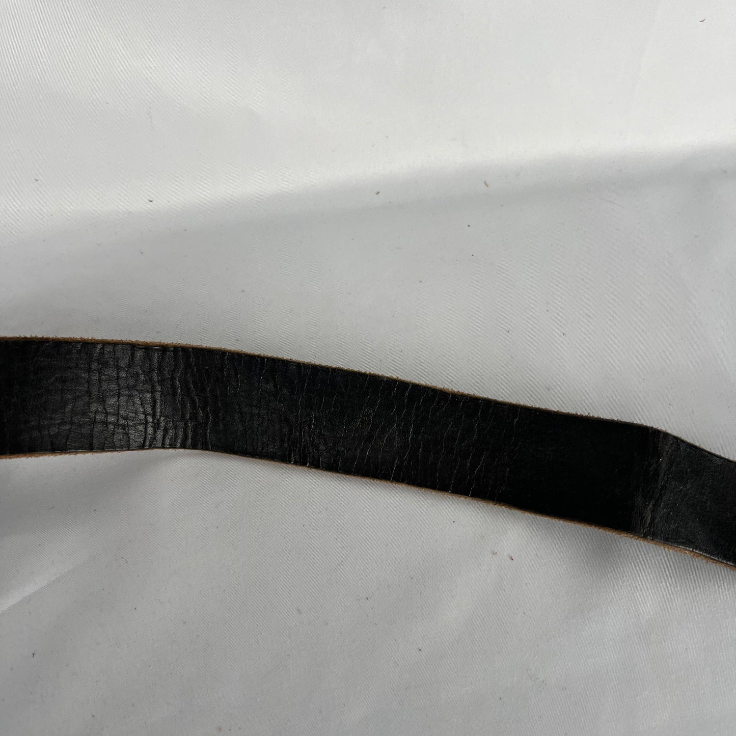 50s Worn Square Buckle Black Leather Belt- 32"-36"