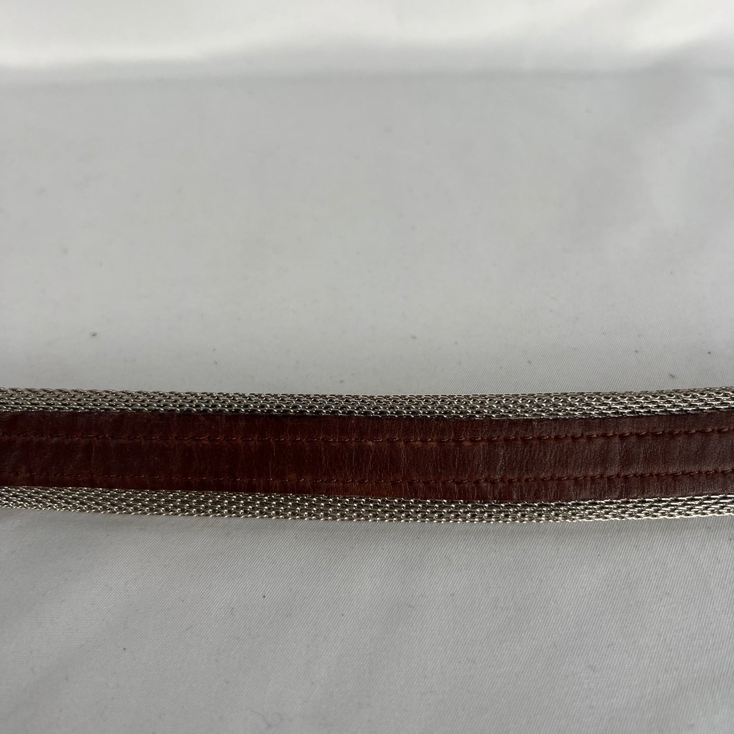 90s 3 Piece Metal Chainmail x Leather Belt- 32"-34"