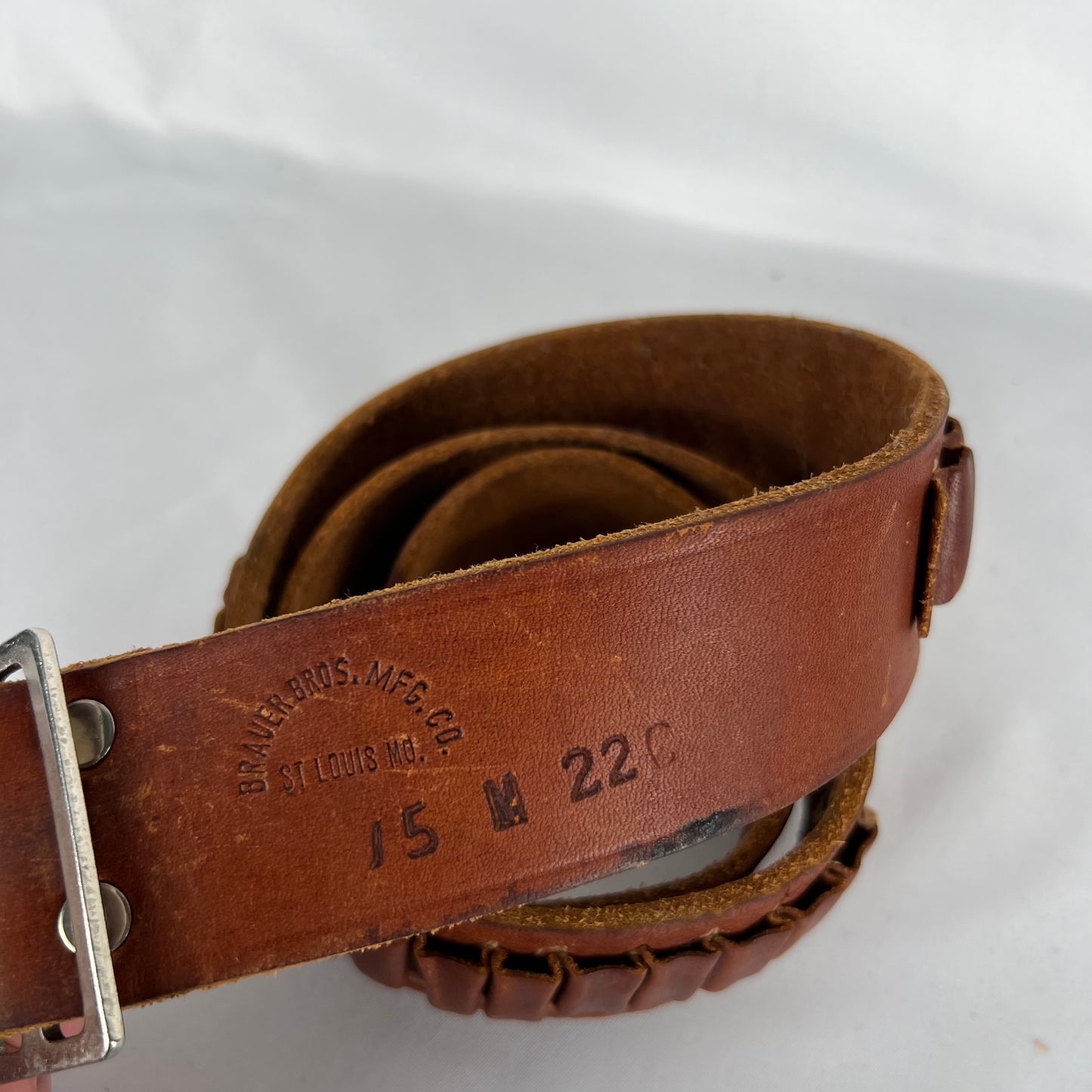 60s Brauer Bros. Gun Shell Leather Belt- 24"-28"