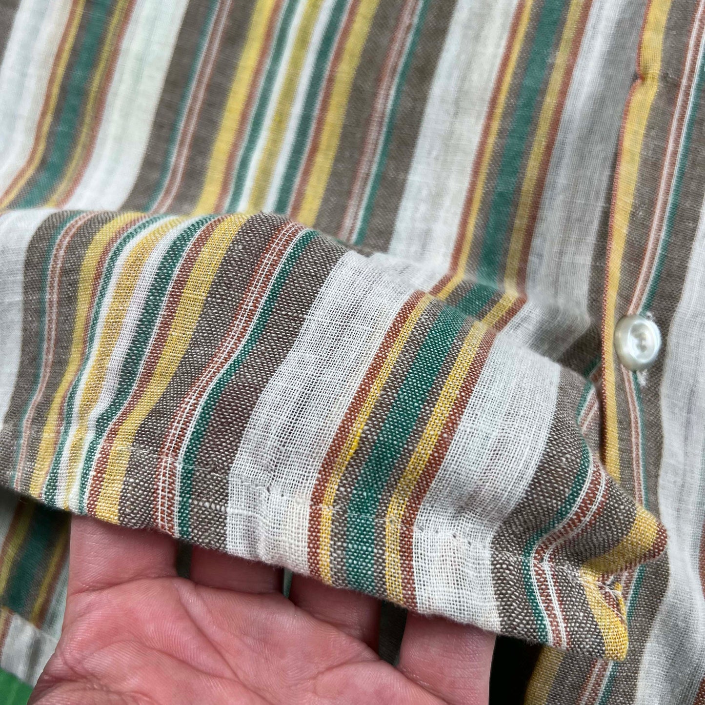 70s Spectacular Lightweight Striped Button Up Shirt- L