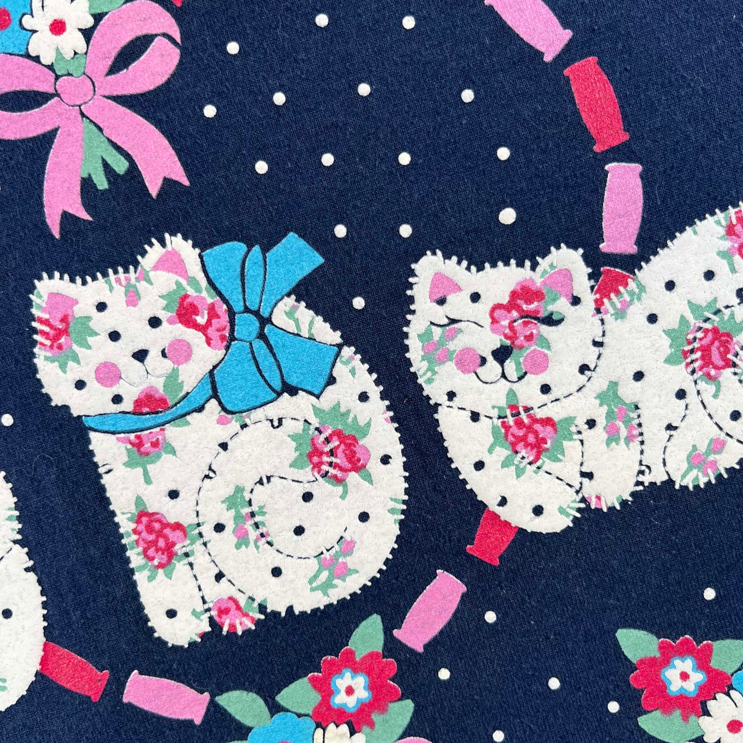 90s Cats Navy Blue Baby Tee
