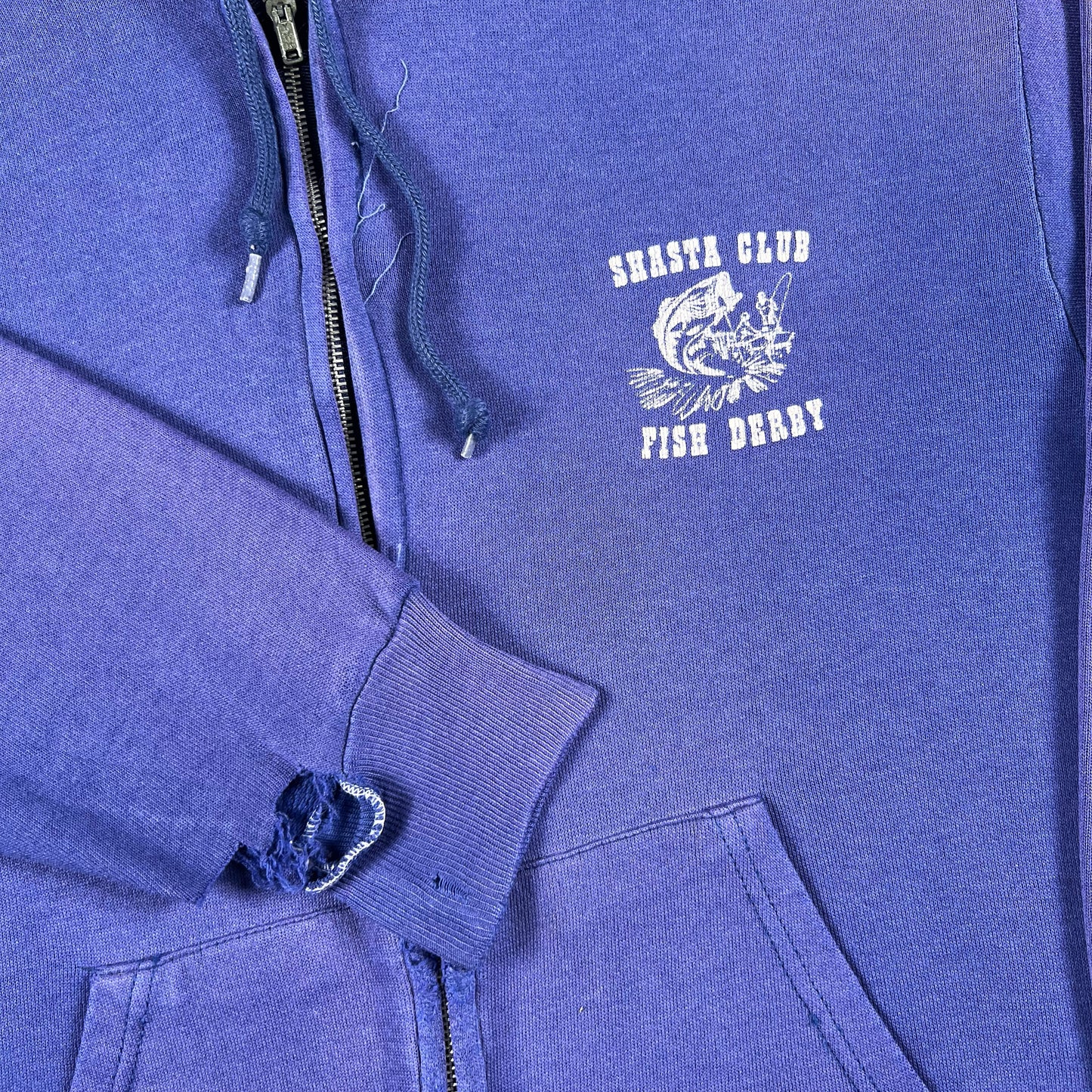80s Sun Faded Blurple Shasta Lake Zip Up Hoodie- M
