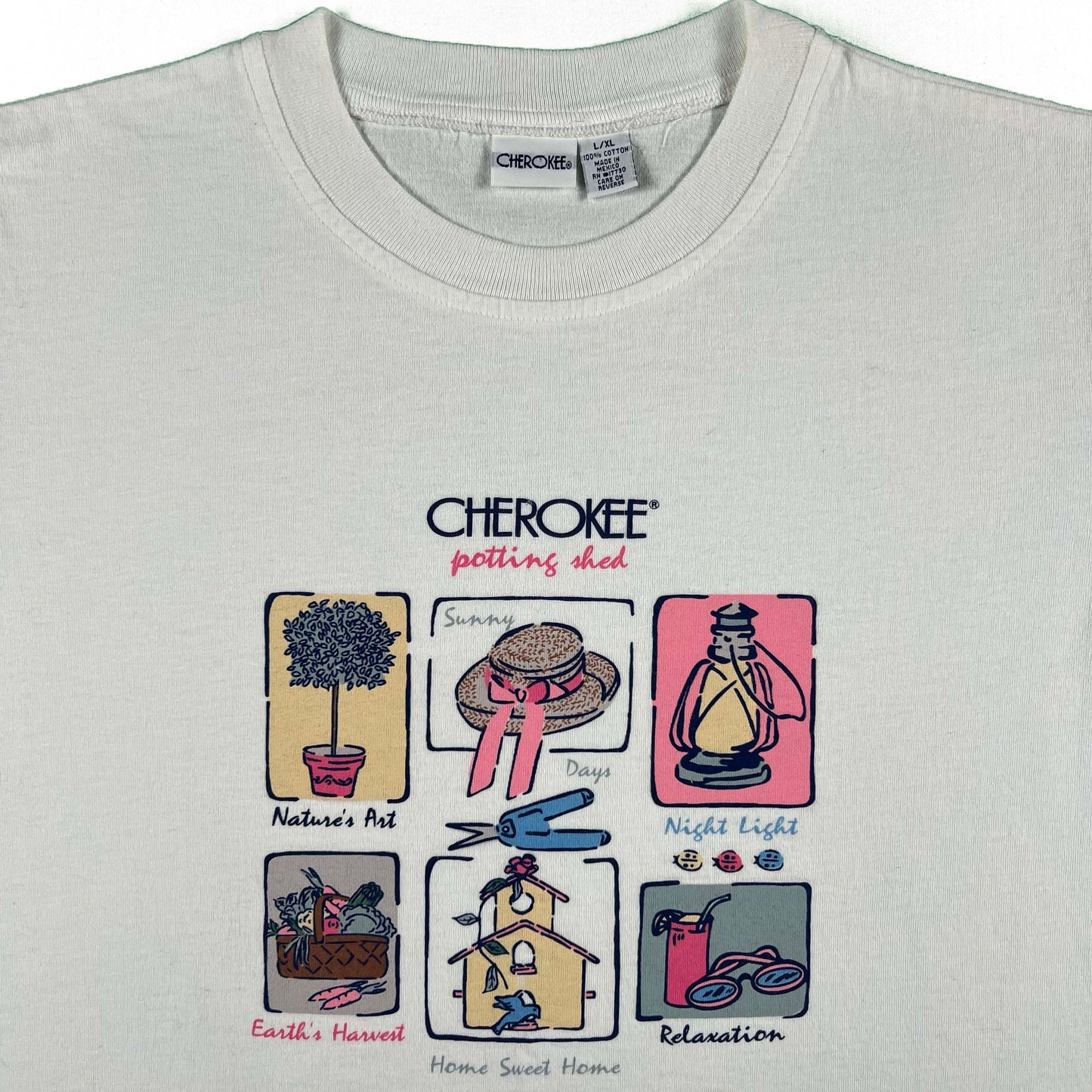 90s Cherokee potting shed Gardening Tee- L