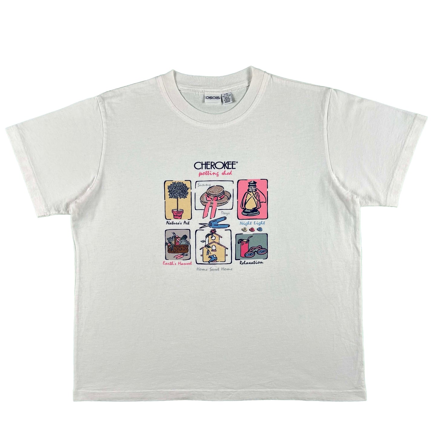 90s Cherokee potting shed Gardening Tee- L