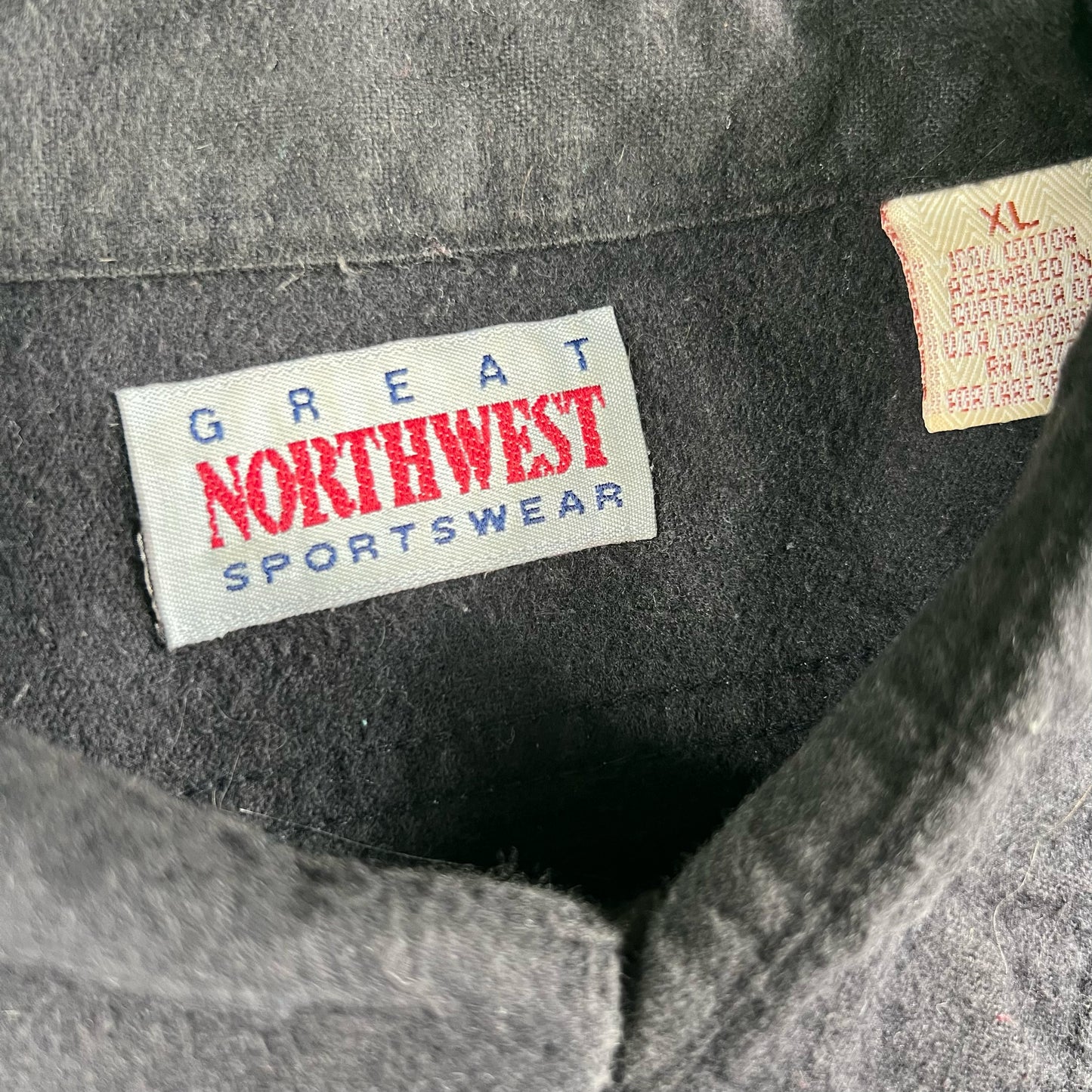 90s Faded Black Cropped Chamois Shirt- XL