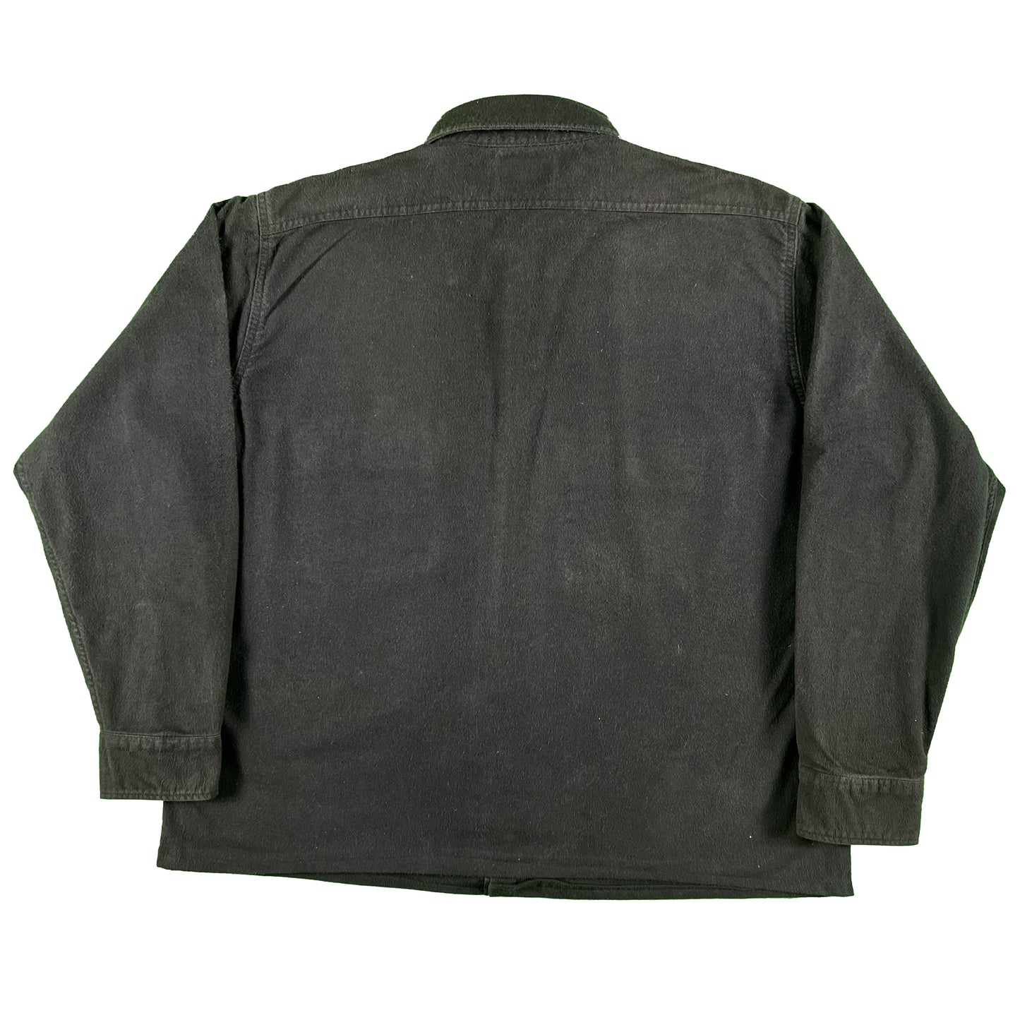 90s Faded Black Cropped Chamois Shirt- XL