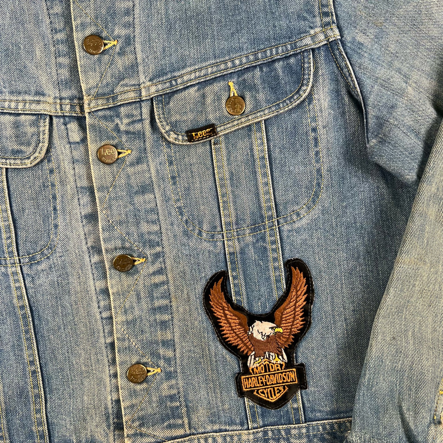 70s Lee Rider Harley Davidson Denim Jacket- M