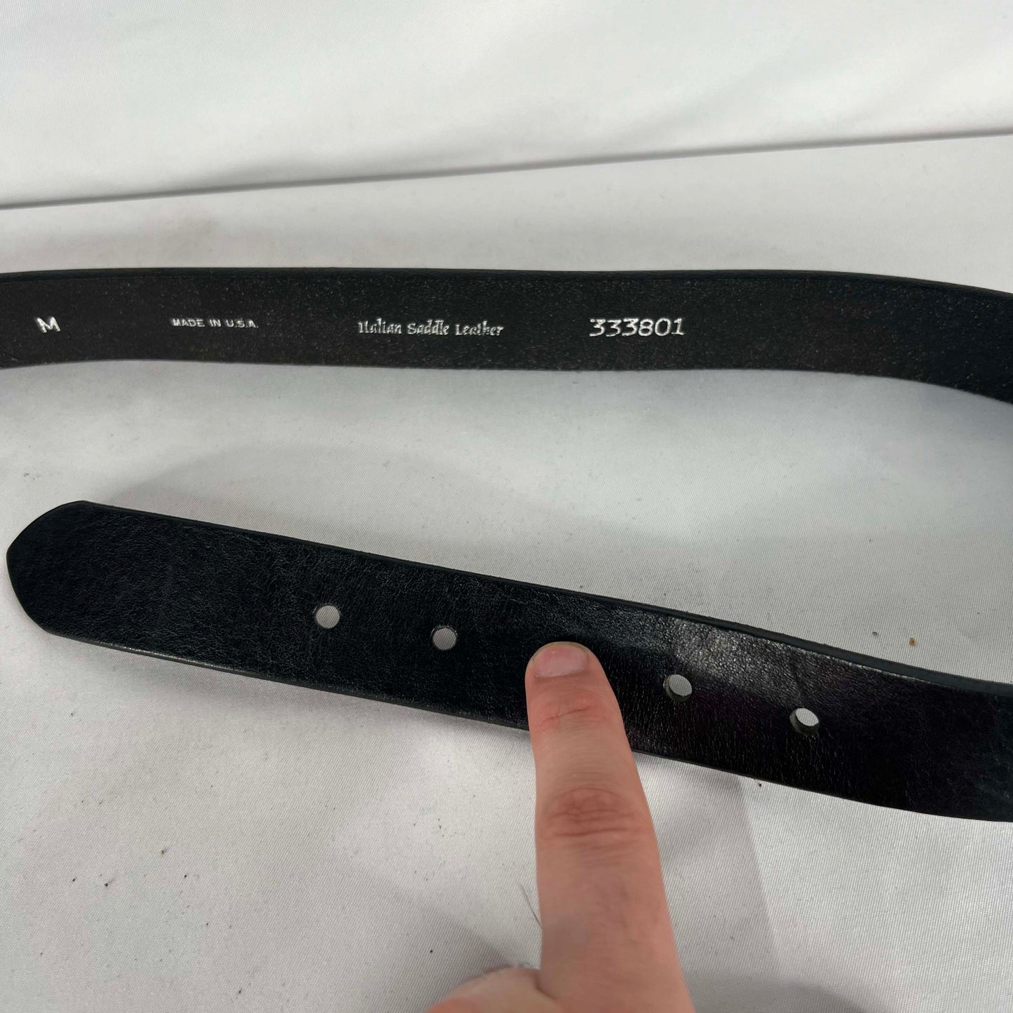 90s Black Italian Saddle Leather Belt- 26"-30"