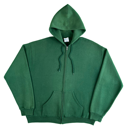 Vintage Blank Forest Green Zip Up Hoodie- SELECT SIZE