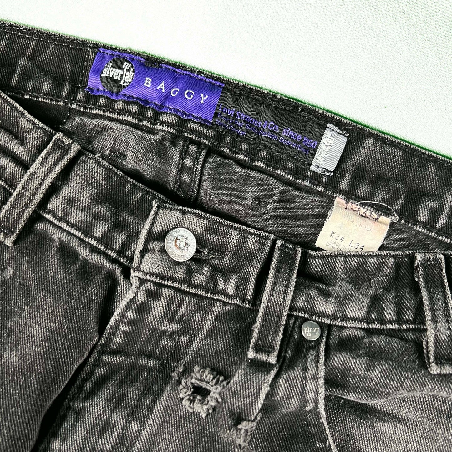 90s Levi's Silvertab 'Baggy' Black Shotgun Denim- 32x31