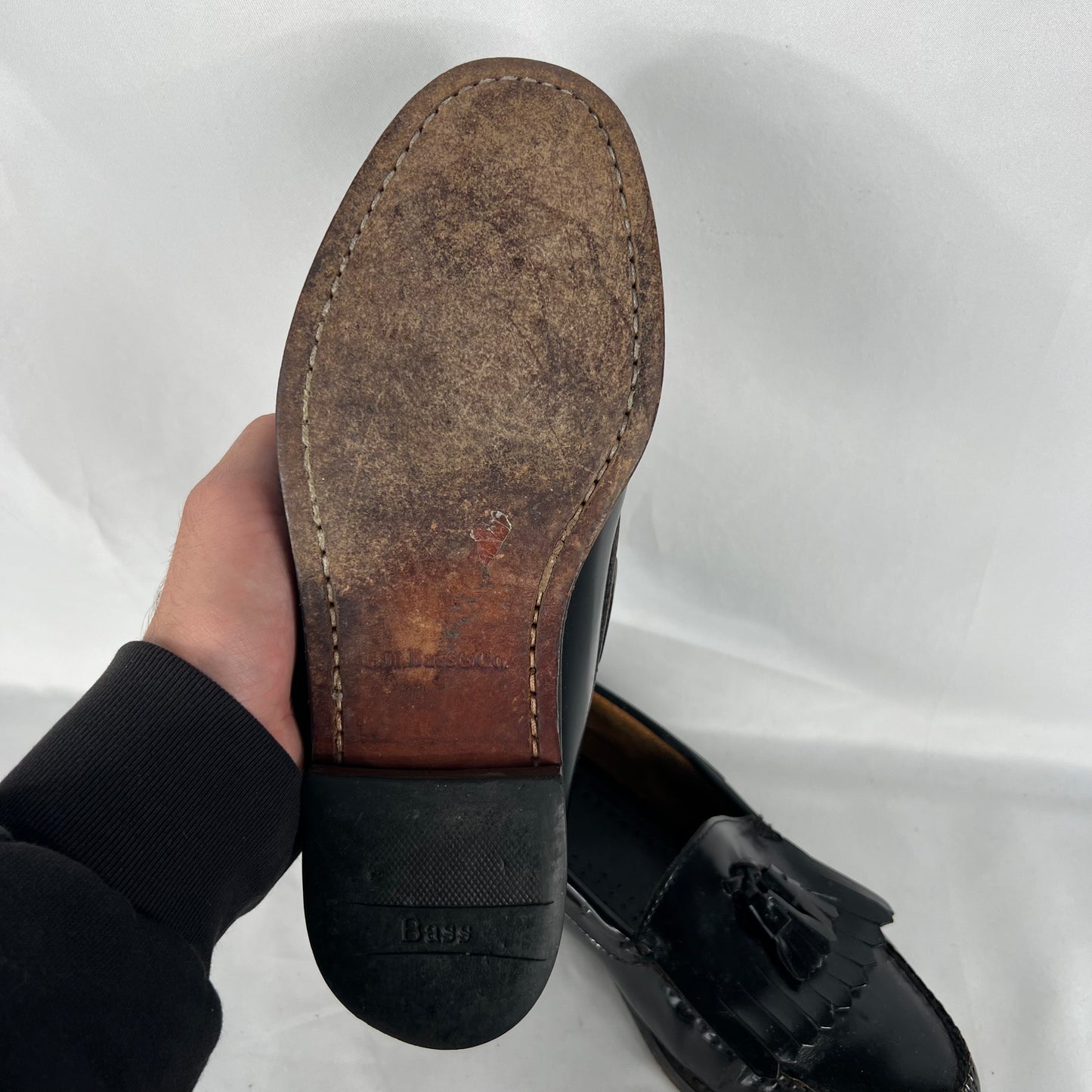 90s G.H. Bass Black Leather Tassel Loafers- M's 8, W's 9.5