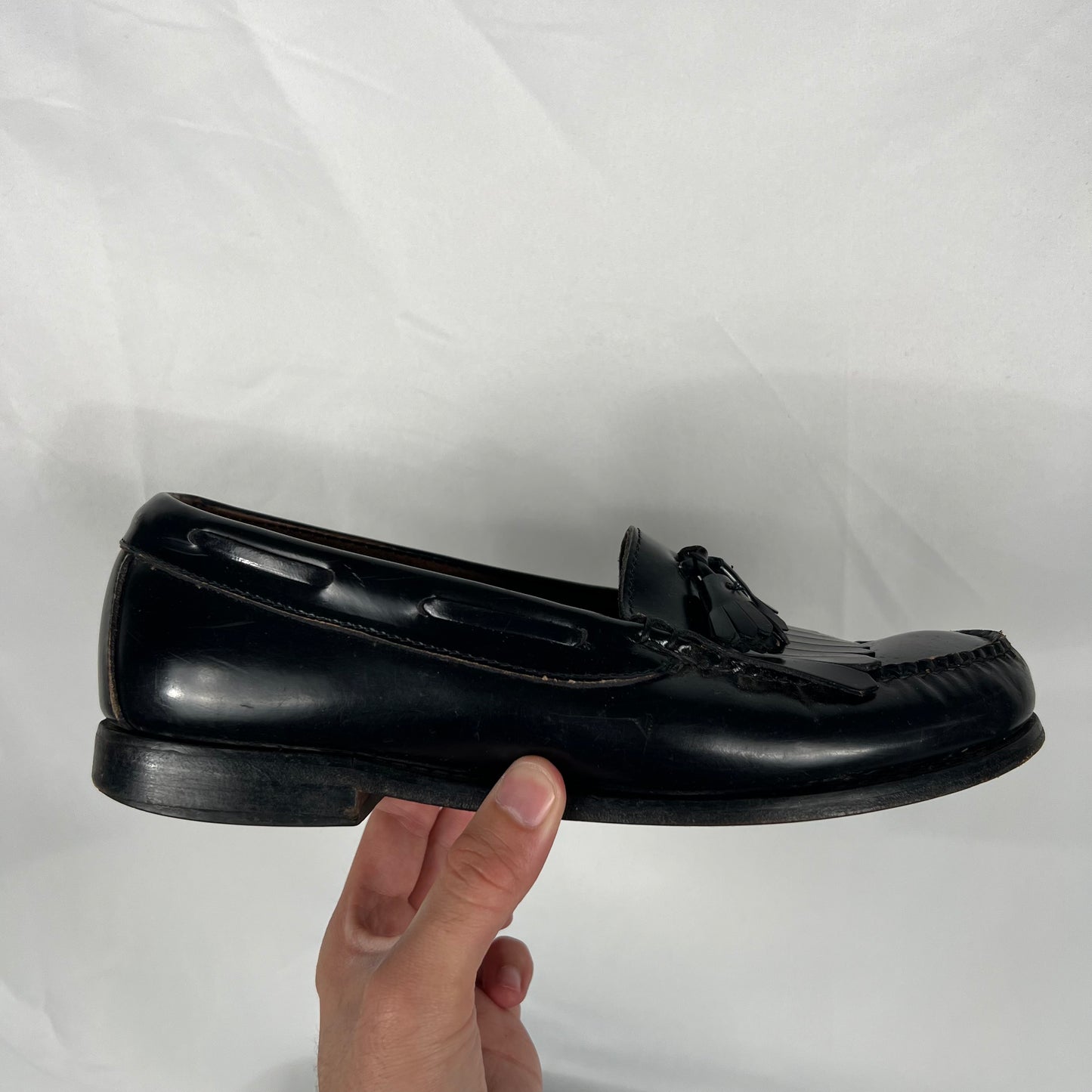 90s G.H. Bass Black Leather Tassel Loafers- M's 8, W's 9.5