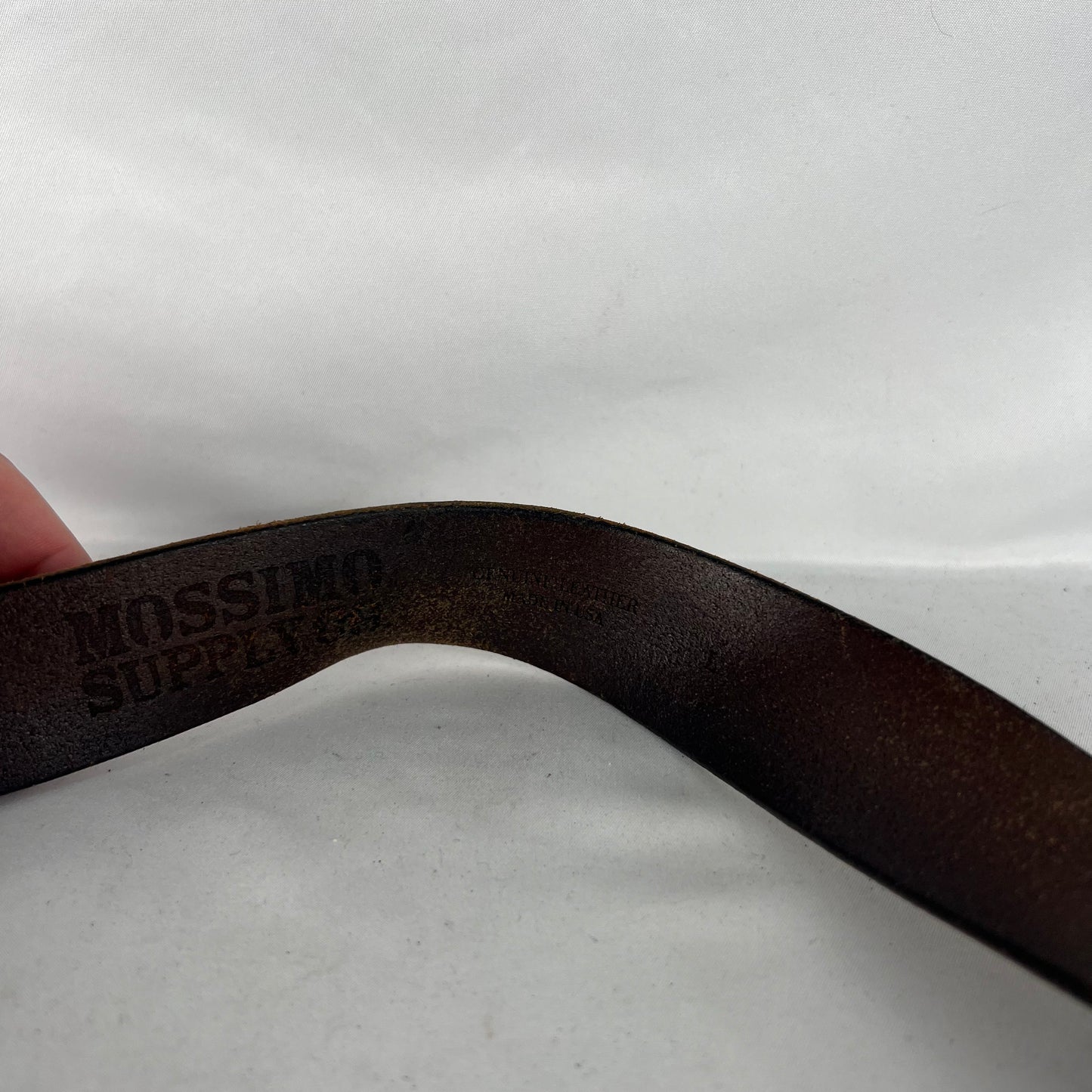 00s Square Buckle Patina Brown Leather Belt- L