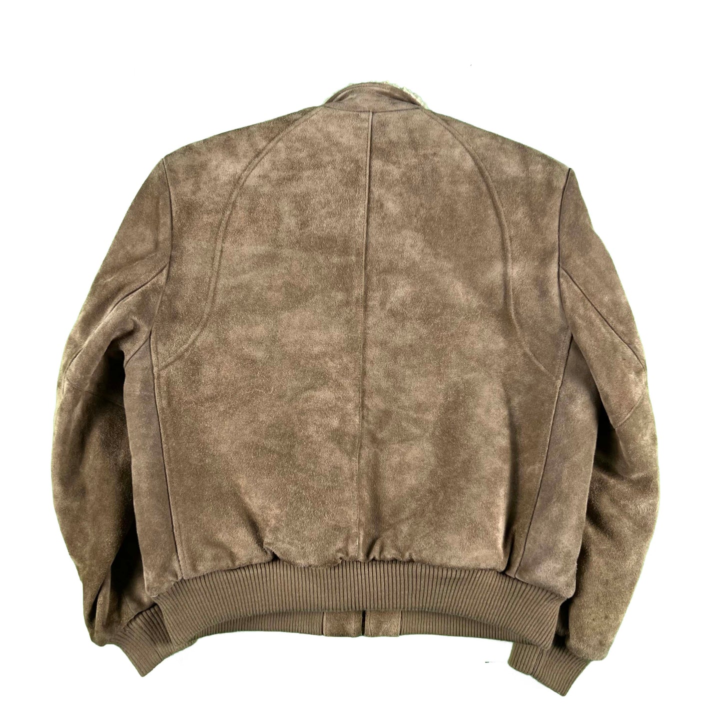 80s Sherpa Lined Suede Leather Bomber Jacket- L