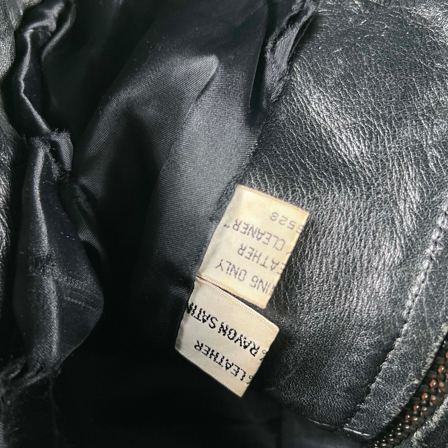 80s Saxony Black Asymmetrical Zip Leather Jacket- S