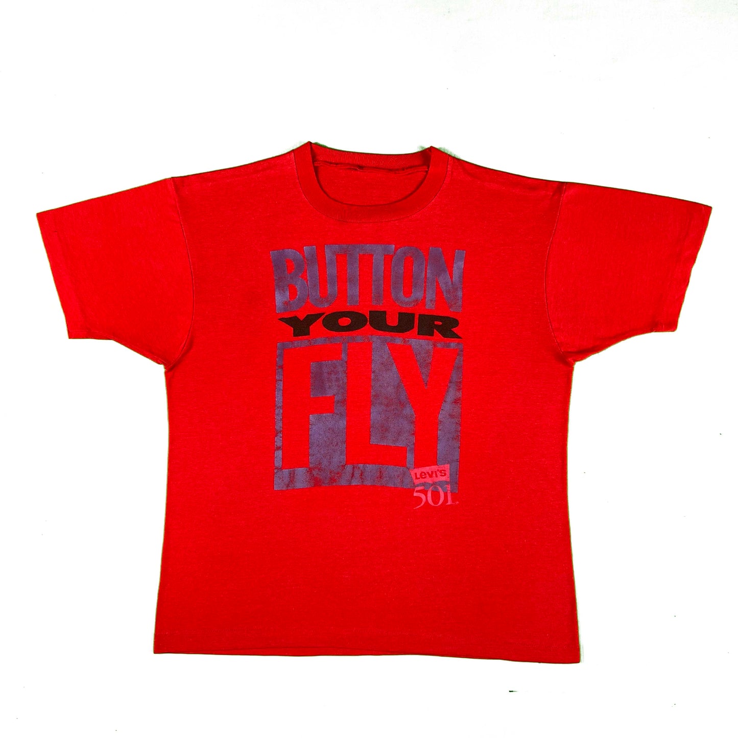 80s Button Your Fly Levi's 501 Tee- L