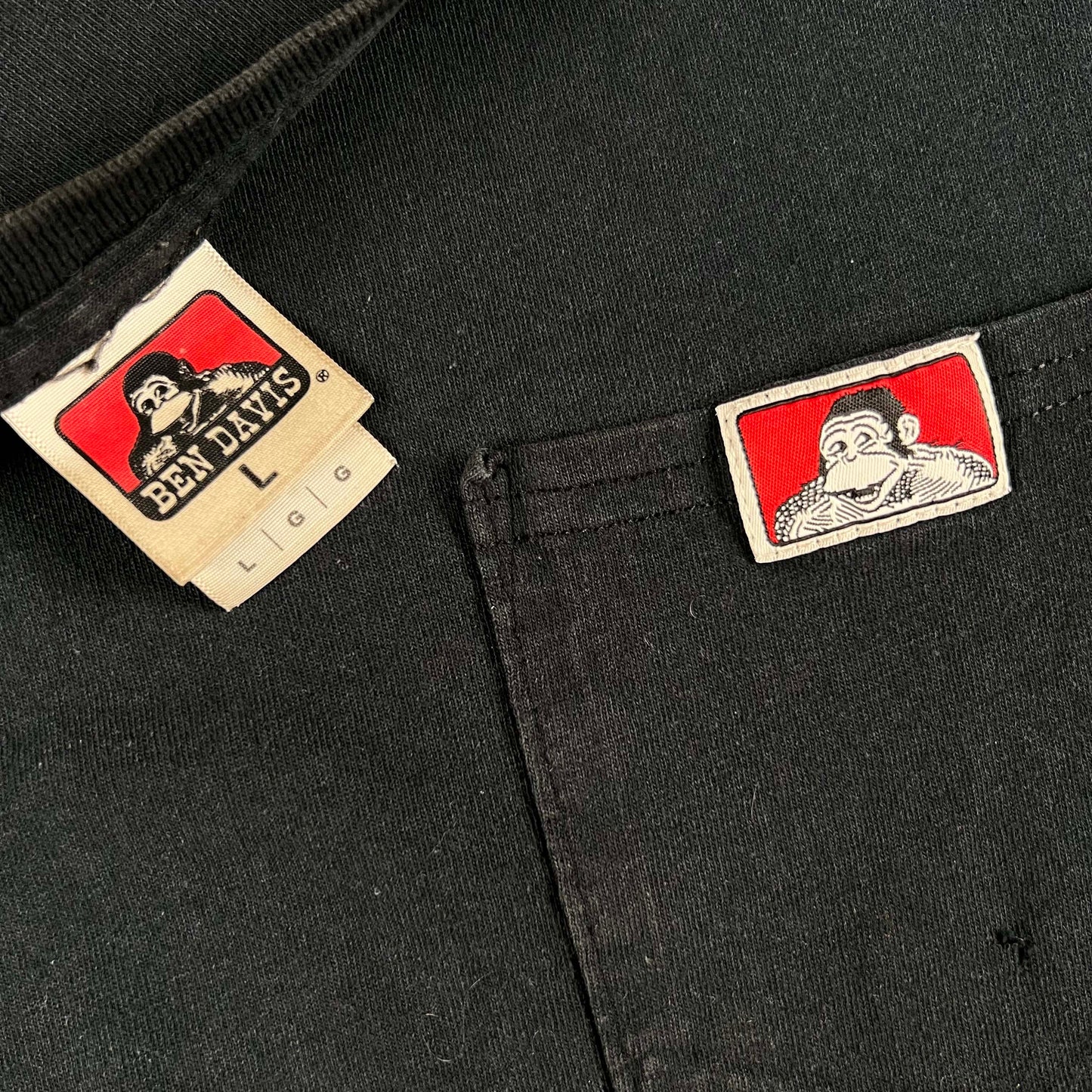 Ben Davis Faded Black Thrashed Pocket Tee- L