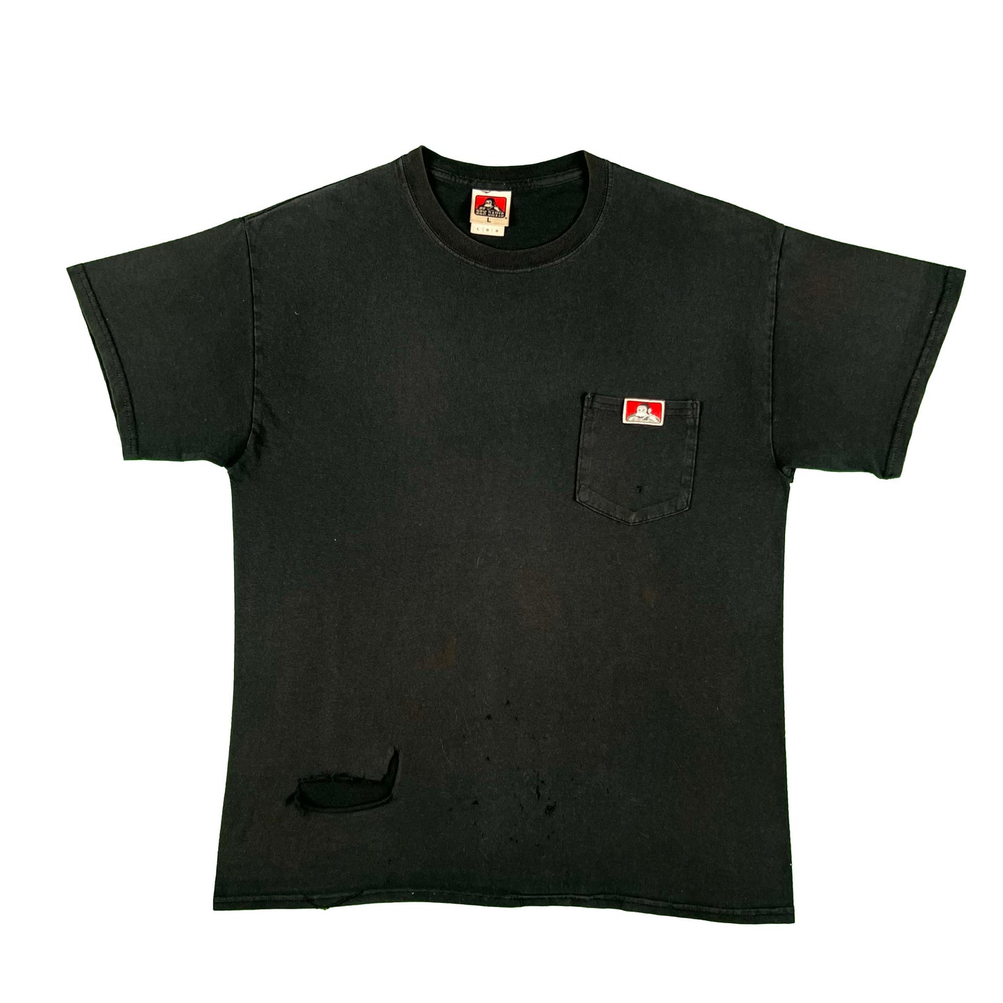 Ben Davis Faded Black Thrashed Pocket Tee- L