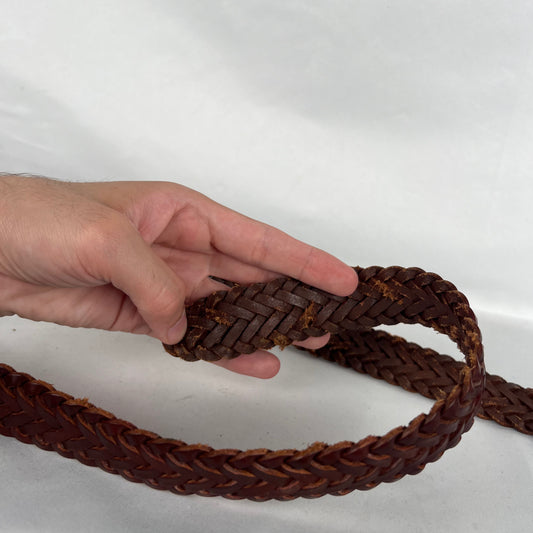 J.Crew Braided Brown Leather Belt- 34"-38"