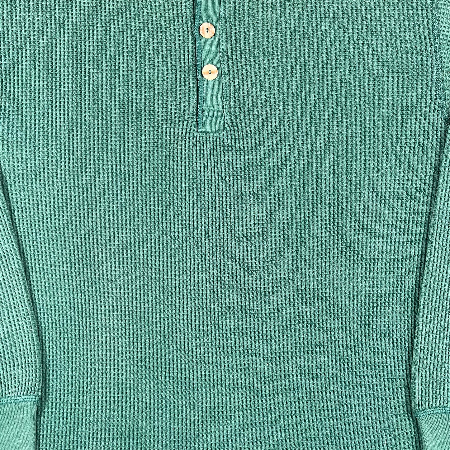 80s Forest Green Waffle Knit Thermal- XL
