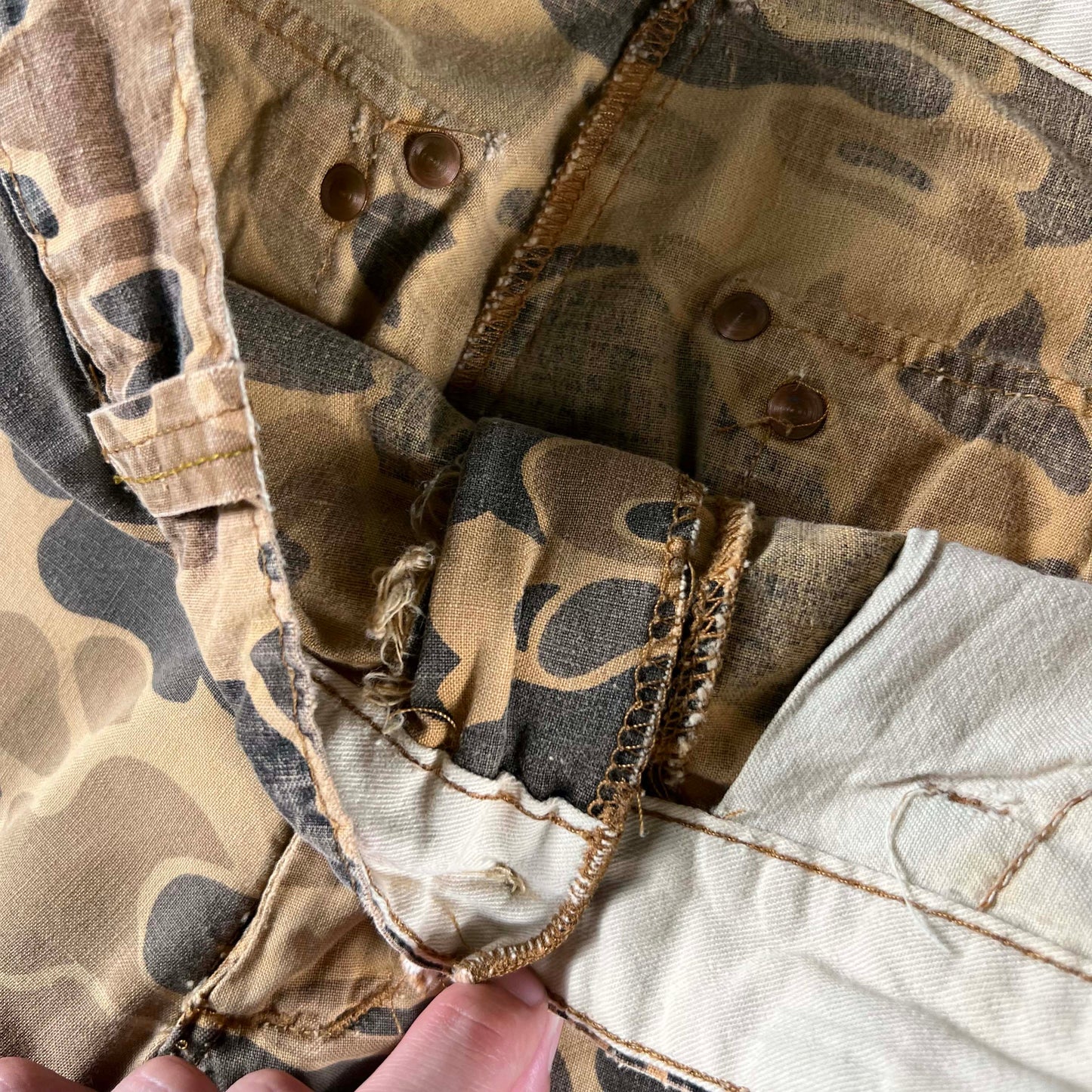 70s Patched Camo Cotton Hunting Pants- 28x30