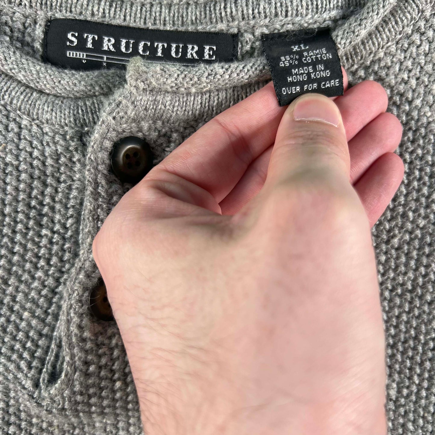 90s Structure Heavyweight Waffle Knit Like Sweatshirt- XL