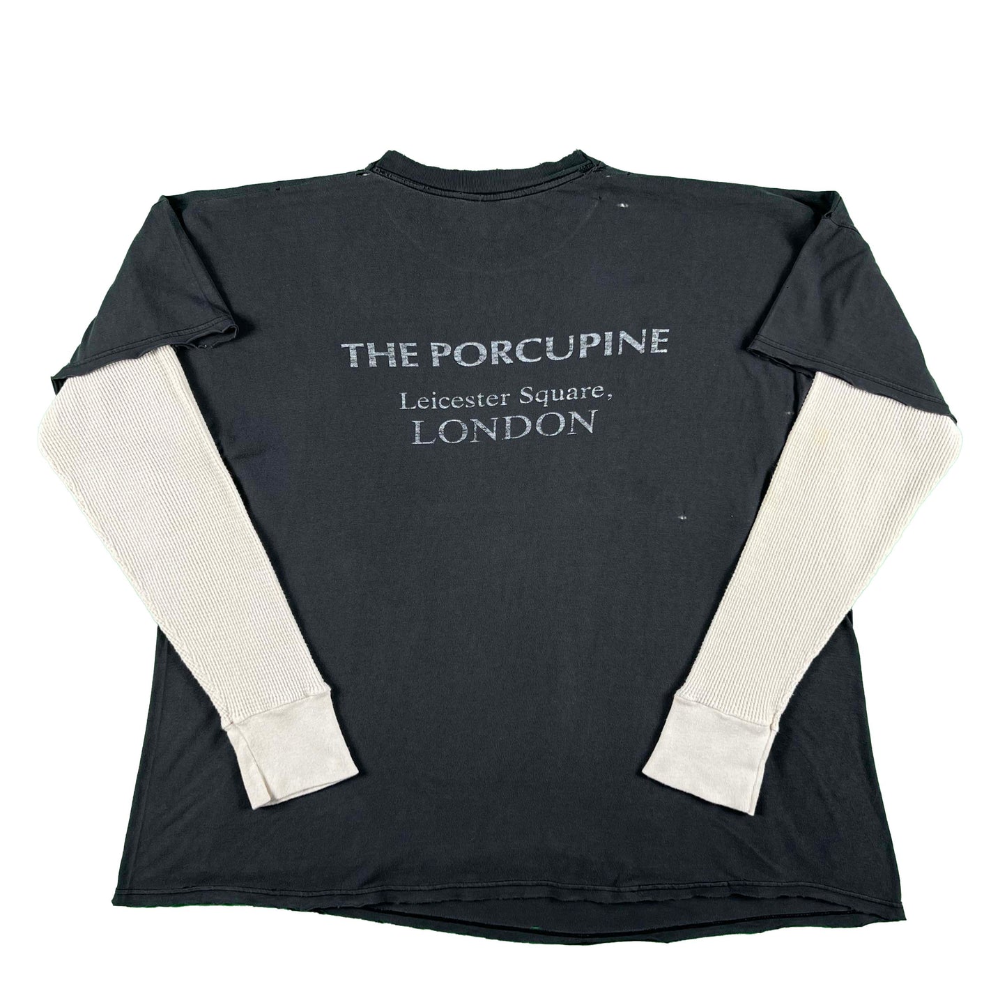 90s Thrashed 'The Porcupine' London Tee & Waffle Knit Thermal- XL