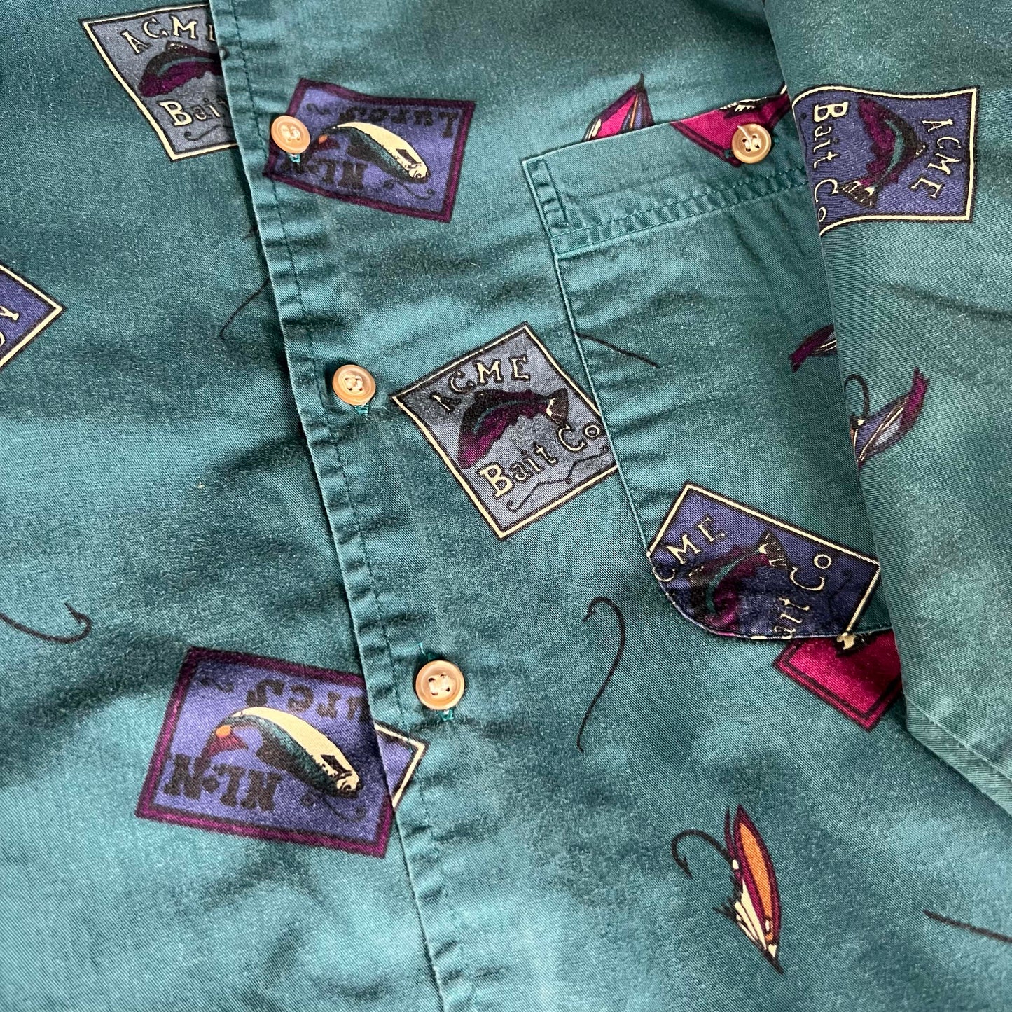 90s/00s Acme Bait Co Fishing Button Up Shirt- L