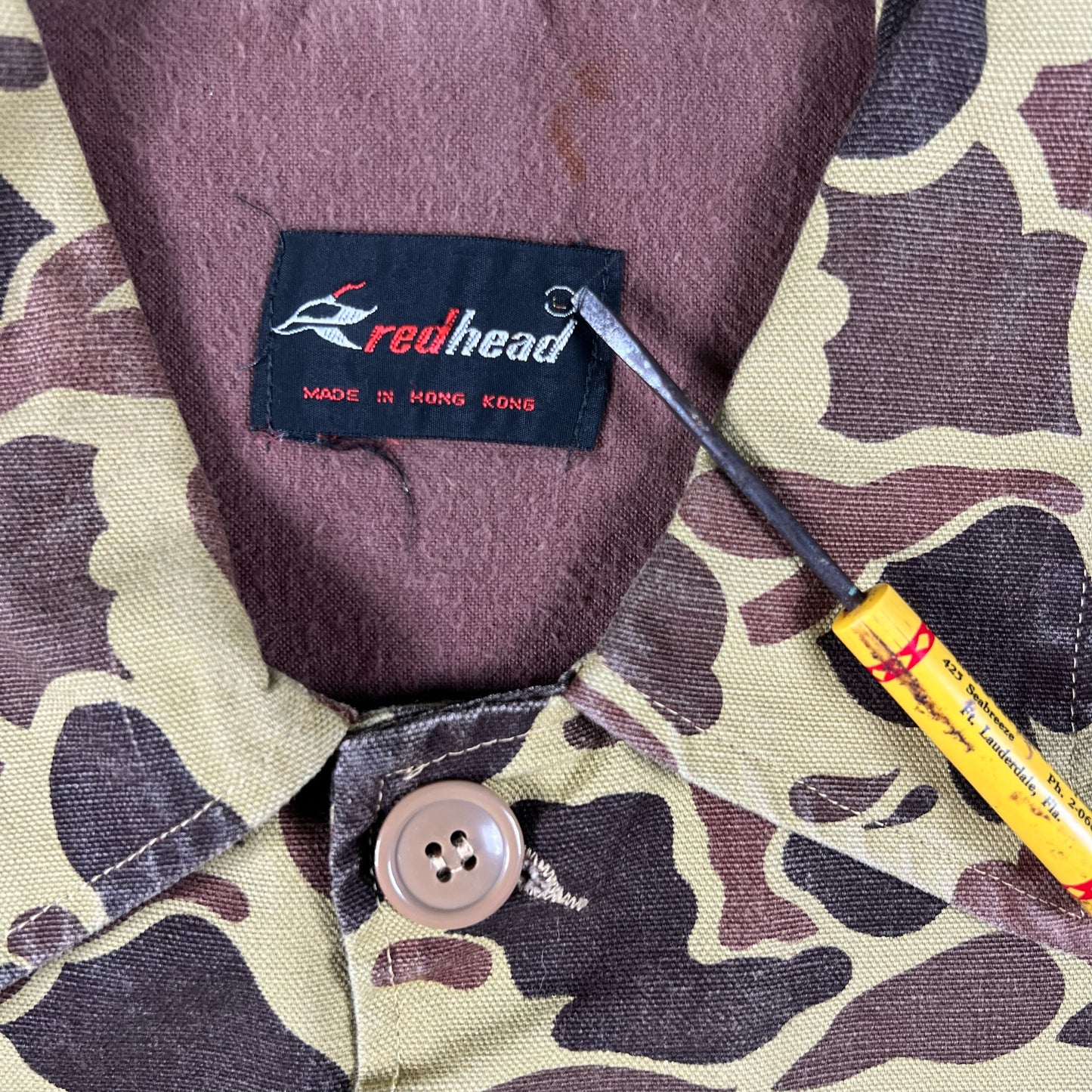 70s Red Head Duck Camo Cotton Hunting Jacket- L