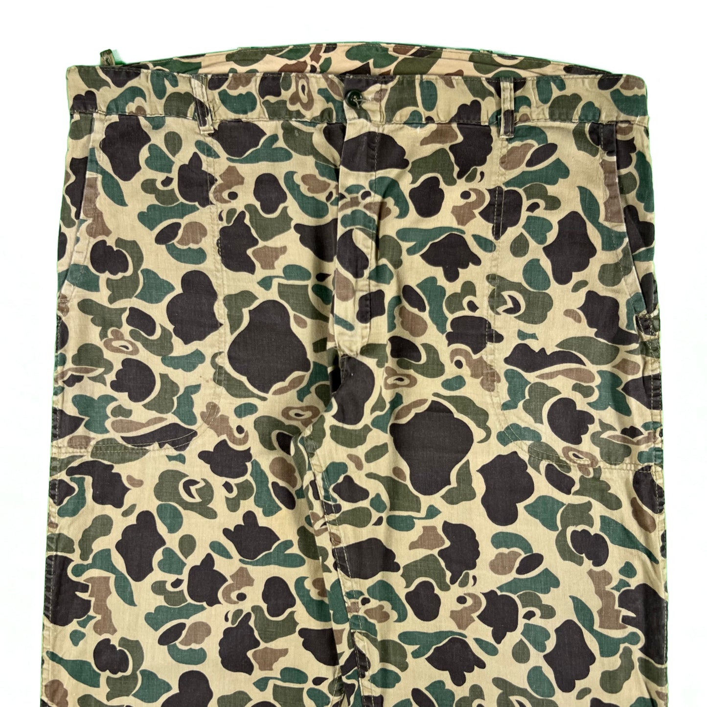 70s Light Cotton Duck Camo Fatigue Pants- 37"-41"x31