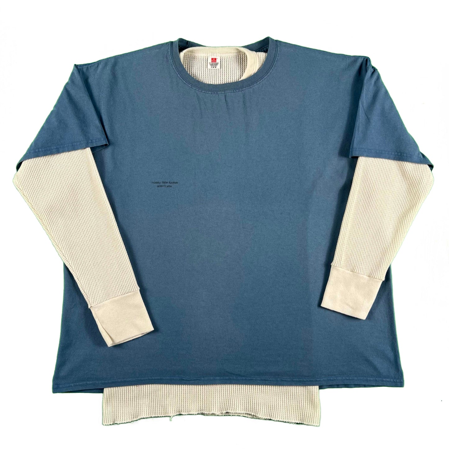 'nosey little fucker aren't you' Tee & 90s Waffle Knit Thermal- XL