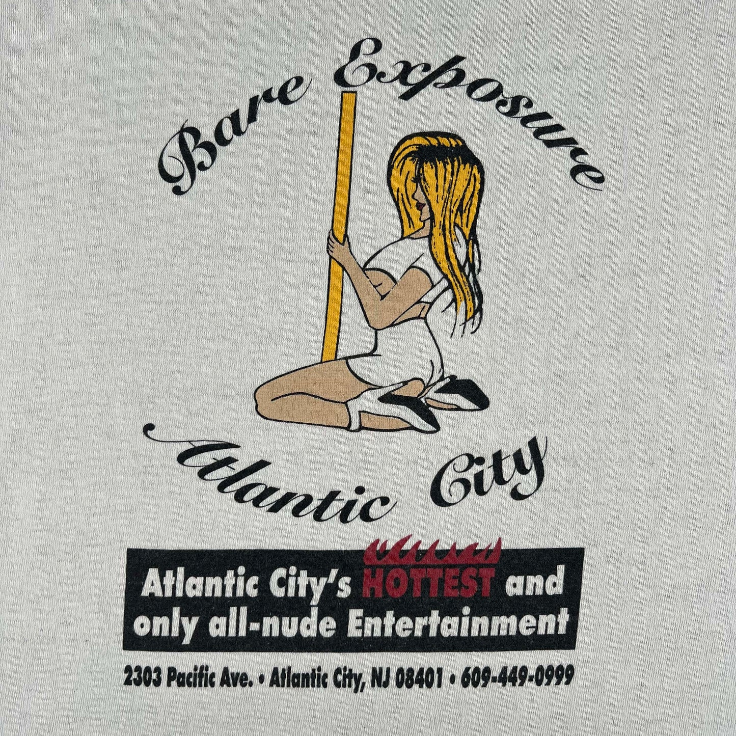 00s Atlantic City Strip Club Tee & Thrashed Black Waffle Knit Thermal- XL