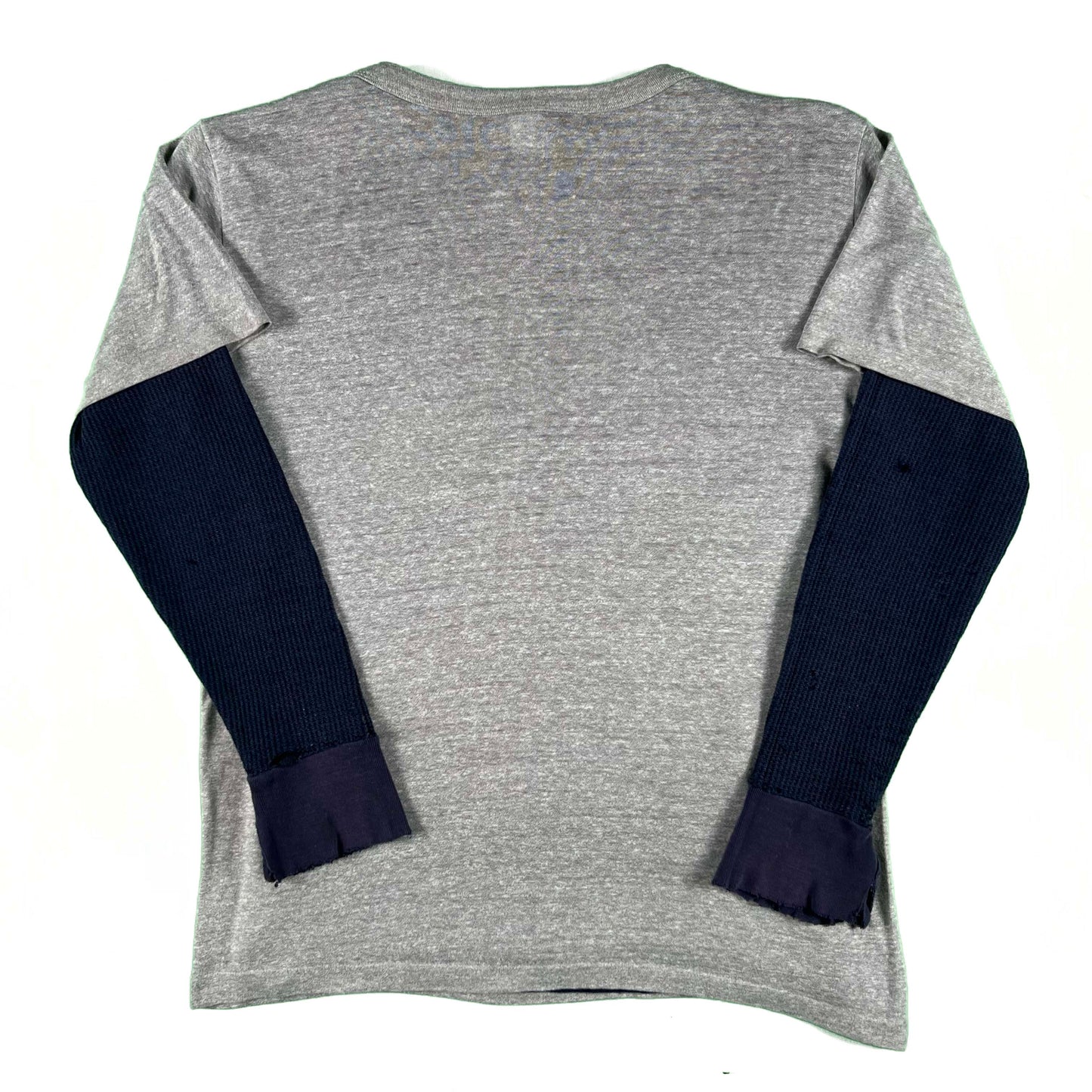 80s Paper Thin Champion Mariners Tee & Navy Waffle Knit Thermal- XL