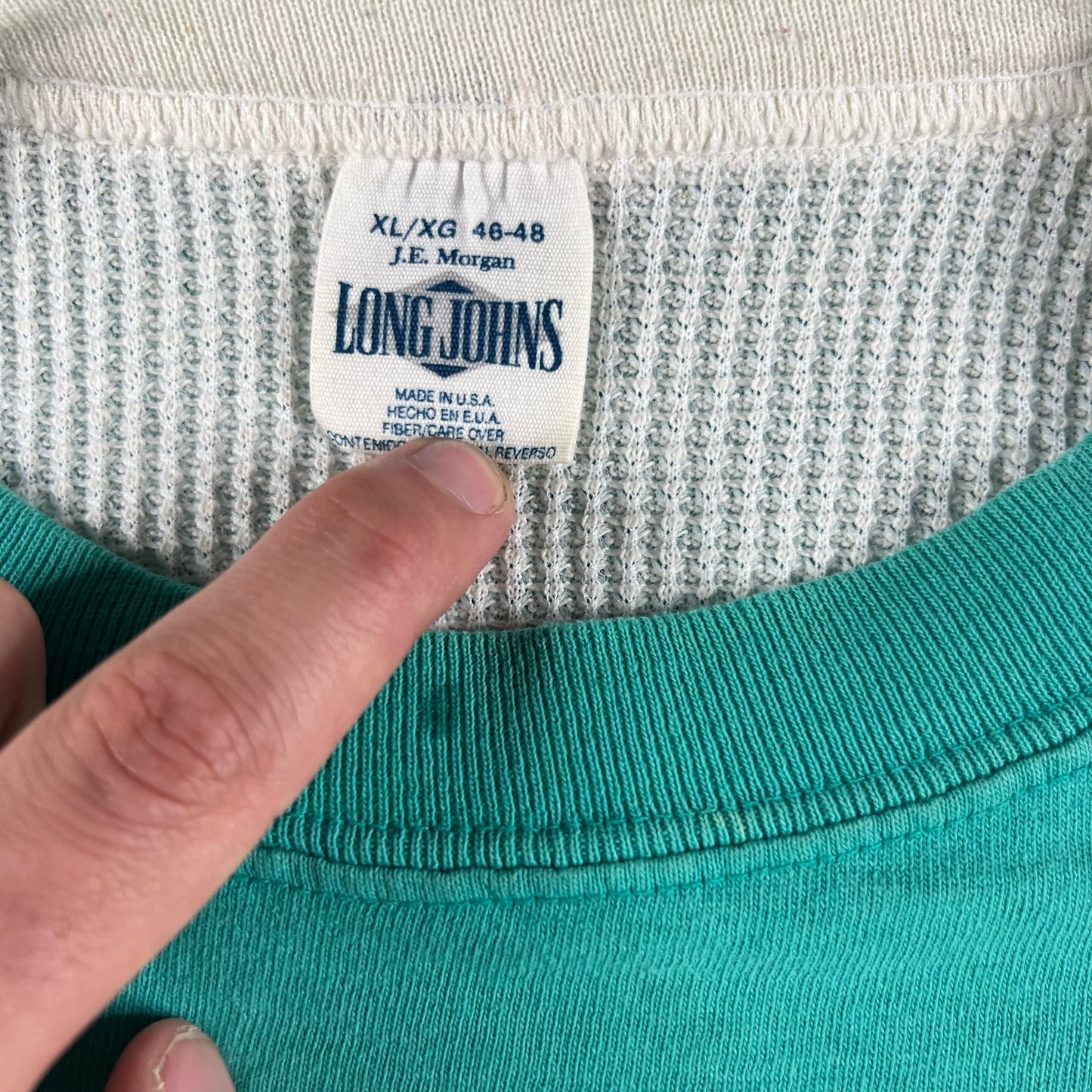 90s Manatees Tee & 80s Waffle Knit Thermal- M