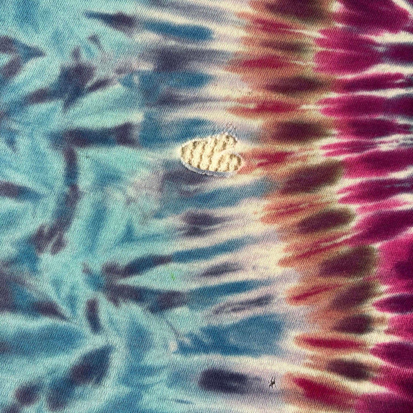80s Beat Up Tie Dye Tee & 70s Waffle Knit Thermal- M