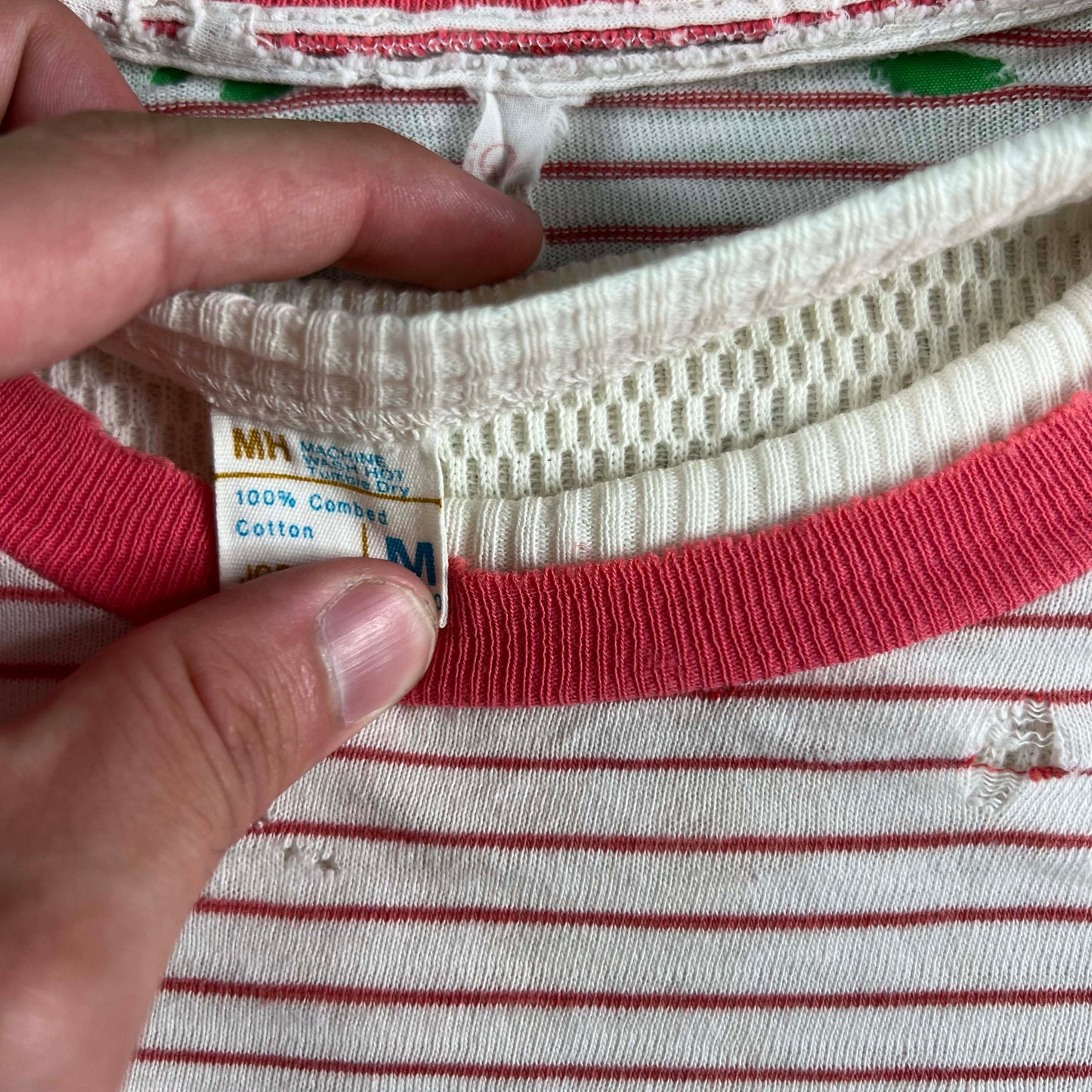 60s Striped Rebels Tee & 70s Waffle Knit Thermal- M