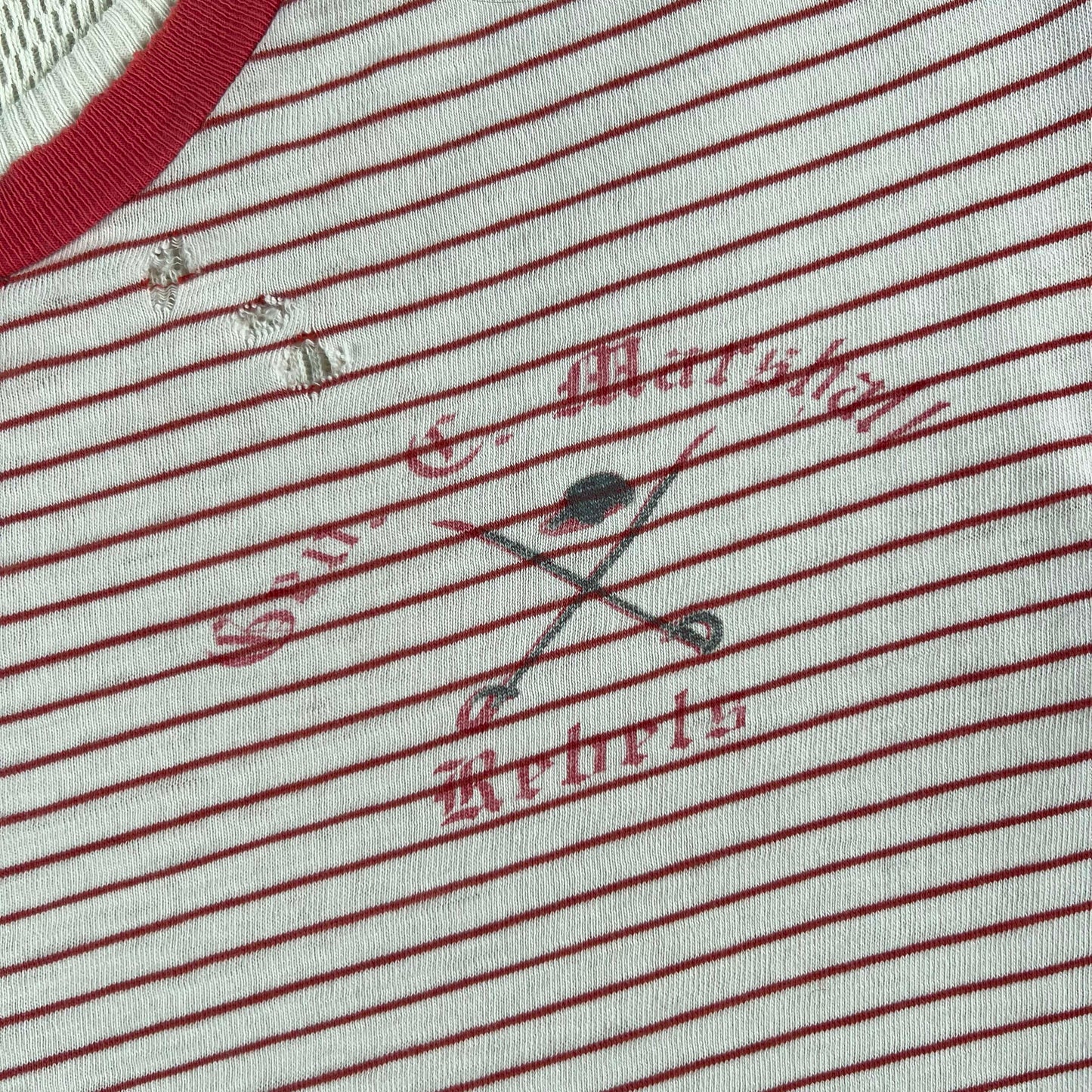 60s Striped Rebels Tee & 70s Waffle Knit Thermal- M