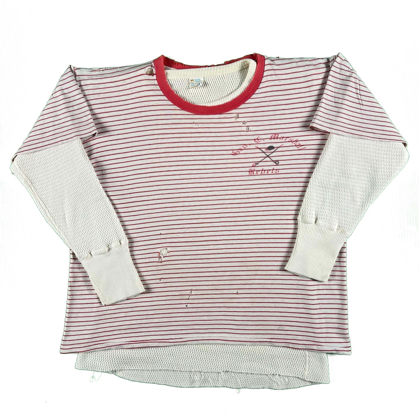 60s Striped Rebels Tee & 70s Waffle Knit Thermal- M
