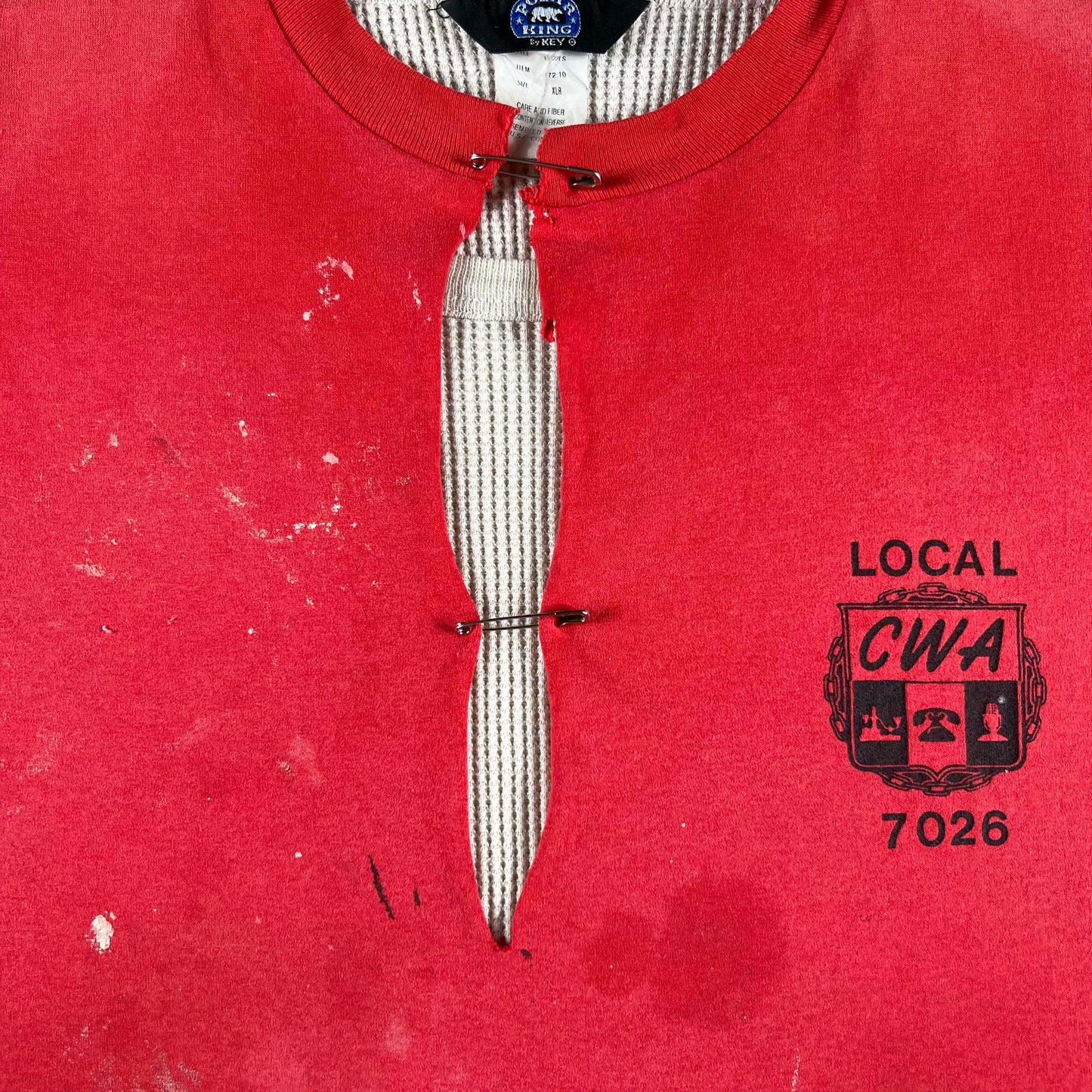 80s 'This Time It's Personal' Painter's Tee & Waffle Knit Thermal- XL