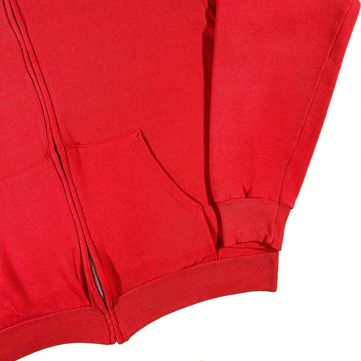 80s Faded Red Zip Up Hoodie- M