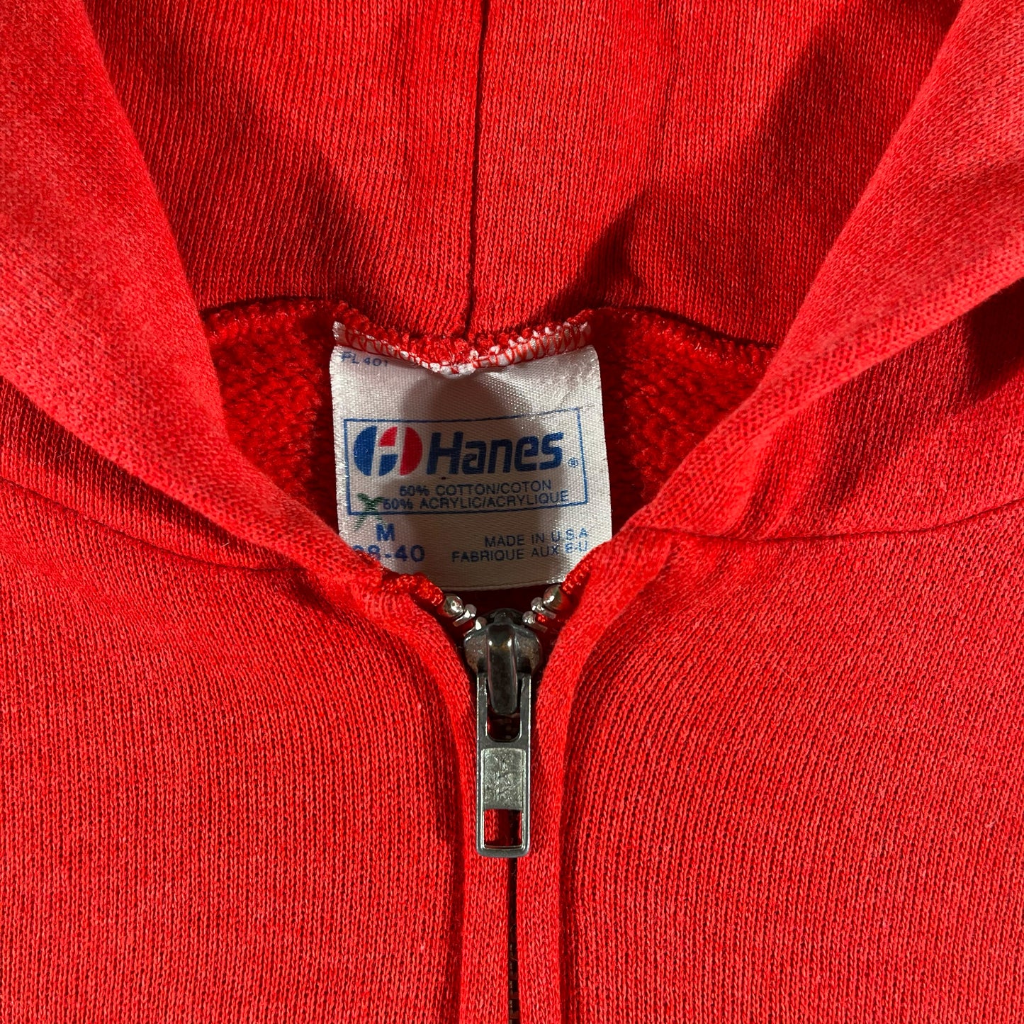 80s Faded Red Zip Up Hoodie- M