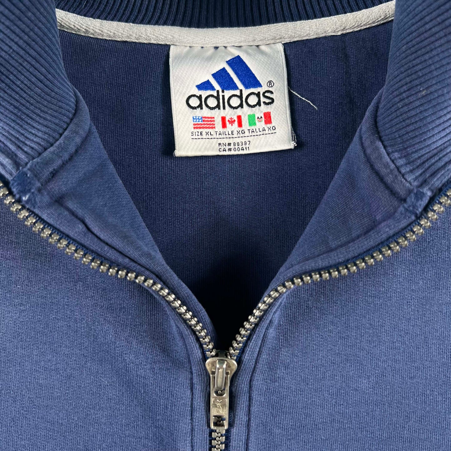 90s/00s Adidas Center Logo 1/4 Zip 'Blow Me' Sweatshirt- XL