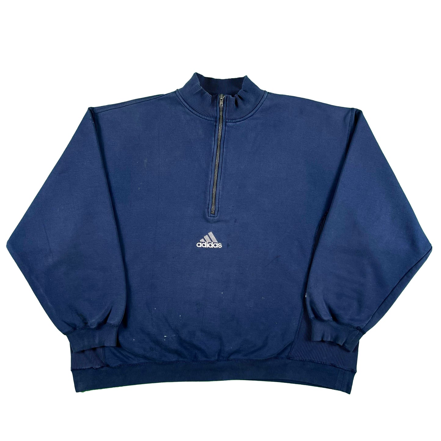 90s/00s Adidas Center Logo 1/4 Zip 'Blow Me' Sweatshirt- XL