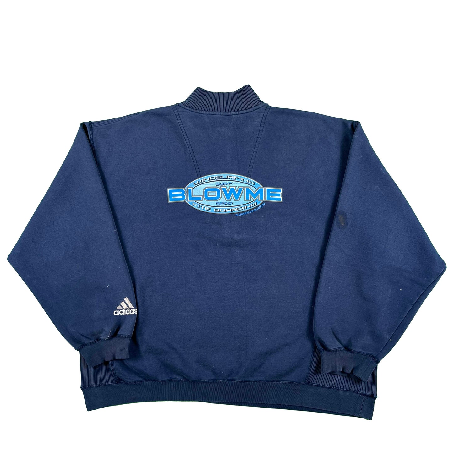 90s/00s Adidas Center Logo 1/4 Zip 'Blow Me' Sweatshirt- XL