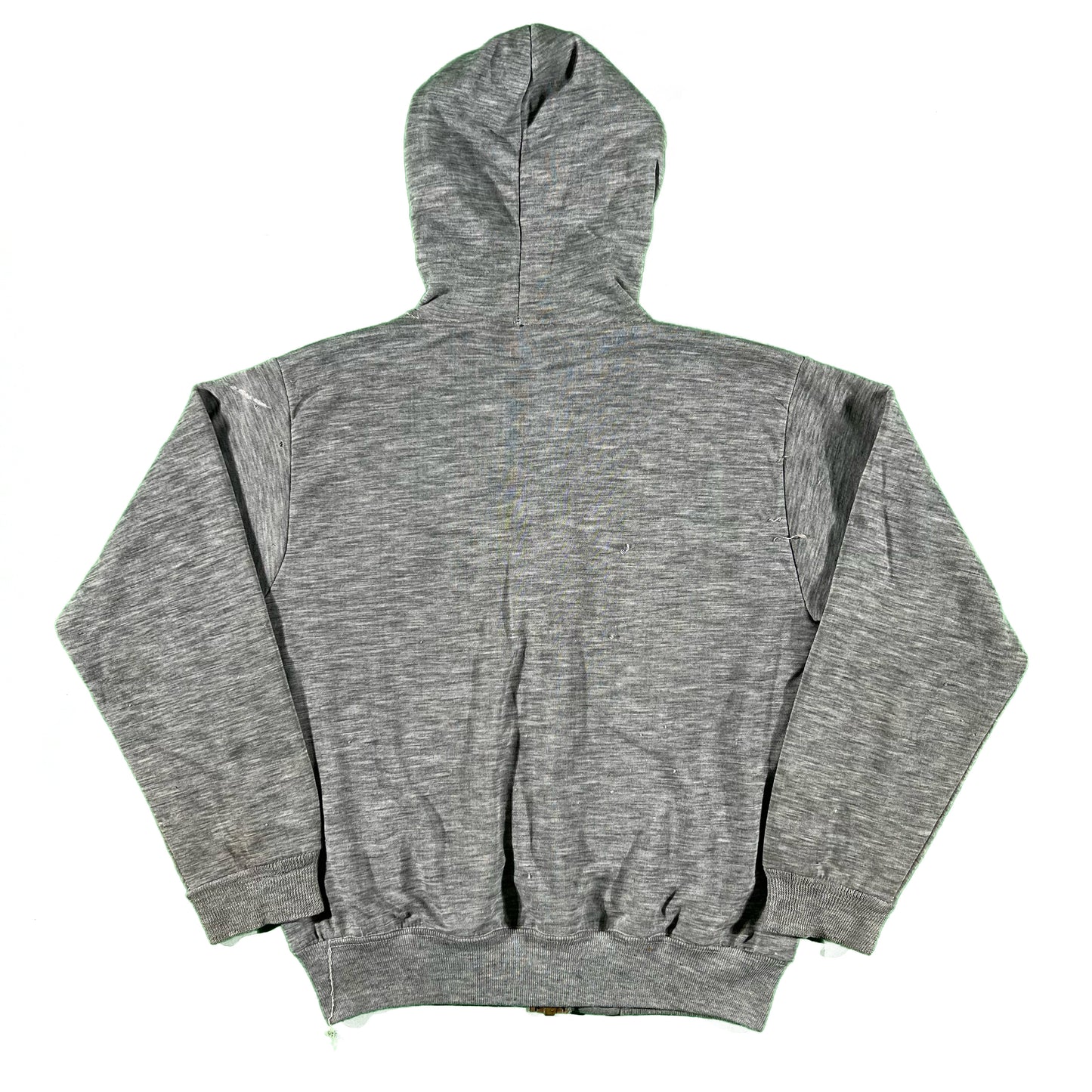 60s Boxy Grey Thermal Lined Zip Up Hoodie- S