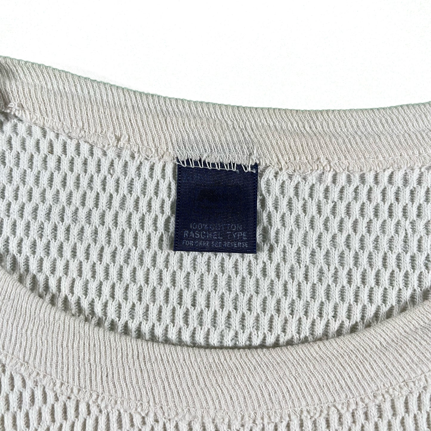 80s 100% Cotton Waffle Knit Thermal- M