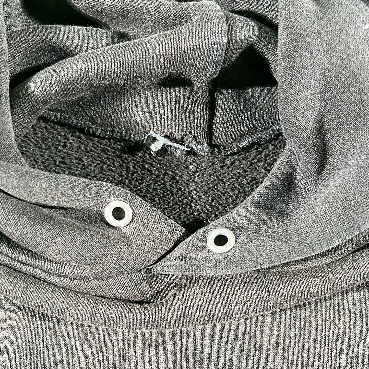 70s Blank Faded Black Hoodie- L