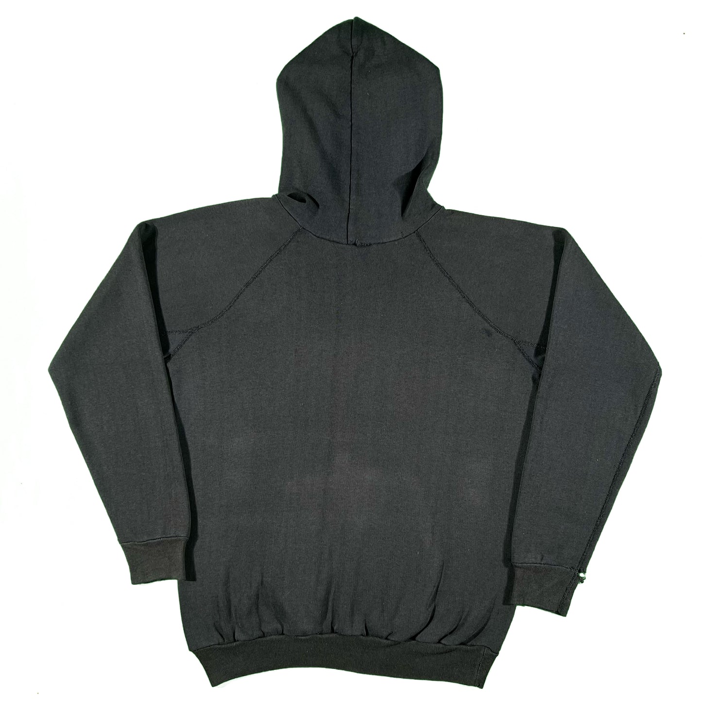 70s Blank Faded Black Hoodie- L